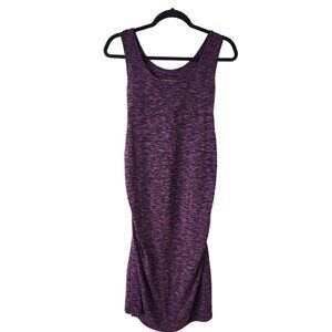 Liz Lange Maternity Stretch Dress Purple Space Dye Jersey Knit Ruched Sides S